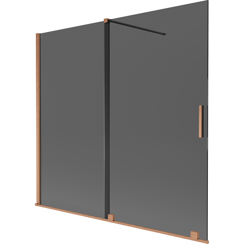 Mexen Velar vaňová zástena dvojkrídlová posuvná 170 x 150 cm, grafit, kartáčovaná meď - 896-170-000-41-65
