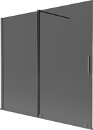 Mexen Velar paraván na vaňu, 2-krídlový posuvný 170 x 150 cm, grafit, kartáčovaný gun gray - 896-170-000-41-66