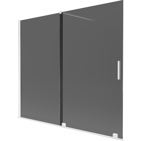 Mexen Velar vaňa paraván 2-krídlový posuvný 180 x 150 cm, grafit, biely - 896-180-000-41-20