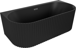 Mexen Sella samostatne stojaca pri stene ryhovaná vaňa 170 x 80 cm, čierna mat, preliv gun metal - 52711708071-95