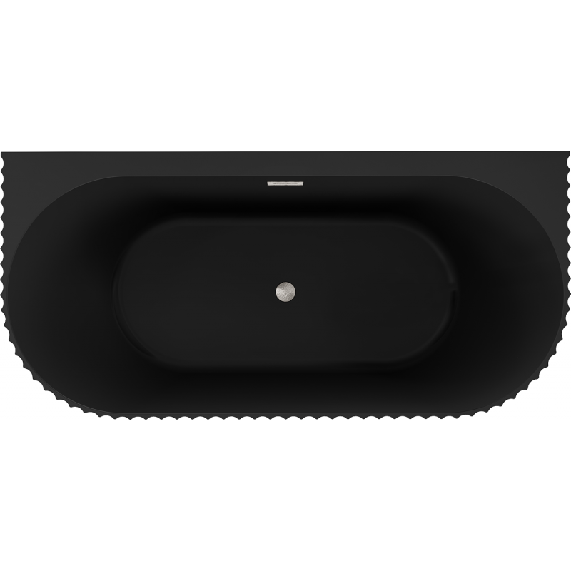 Mexen Sella voľne stojaca nástenná ryhovaná vaňa 170 x 80 cm, čierna matná, prepad brúsený nikel - 52711708071-97