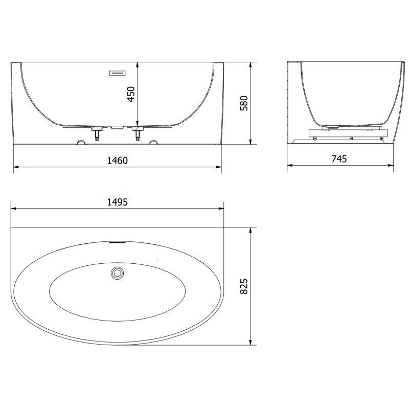 Mexen Bruna voľne stojaca pri stene 150 x 82 cm, biela lesk, biely prepad - 52731508200-20