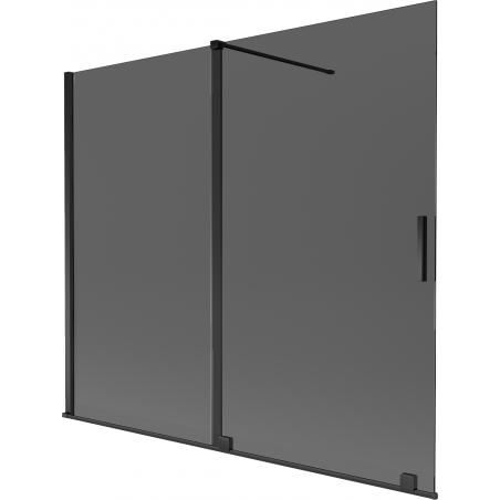 Mexen Velar paraván na vaňu 2-krídlový posuvný 180 x 150 cm, grafit, čierny - 896-180-000-41-70