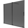 Mexen Velar paraván na vaňu 2-krídlový posuvný 180 x 150 cm, grafit, čierny - 896-180-000-41-70