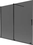 Mexen Velar paraván na vaňu 2-krídlový posuvný 180 x 150 cm, grafit, čierny - 896-180-000-41-70