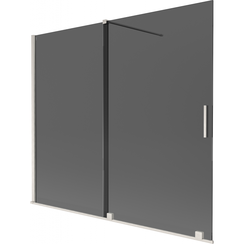 Mexen Velar paraván na vaňu, dvojkrídlový, posuvný, 180 x 150 cm, grafit, brúsený nikel - 896-180-000-41-97