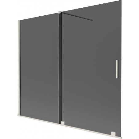 Mexen Velar paraván na vaňu, dvojkrídlový, posuvný, 180 x 150 cm, grafit, brúsený nikel - 896-180-000-41-97