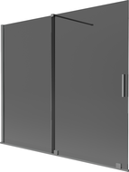 Mexen Velar dvojkrídlové zasúvacie vaňové zásteny 180 x 150 cm, grafitové, gun metal - 896-180-000-41-95