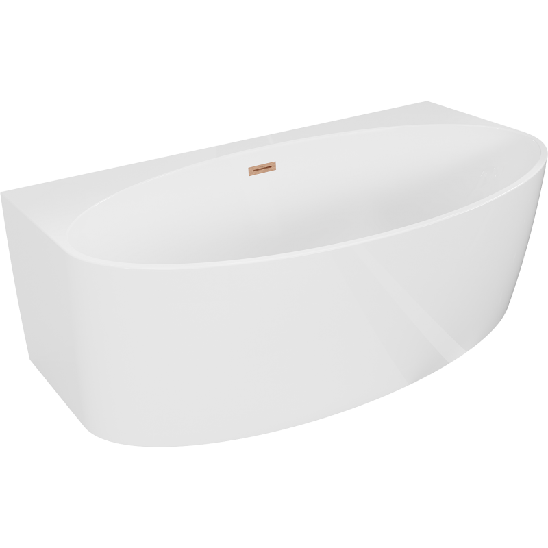 Mexen Bruna voľne stojaca pri stene 170 x 88 cm, biela lesk, prepad brúsená meď - 52731708800-65