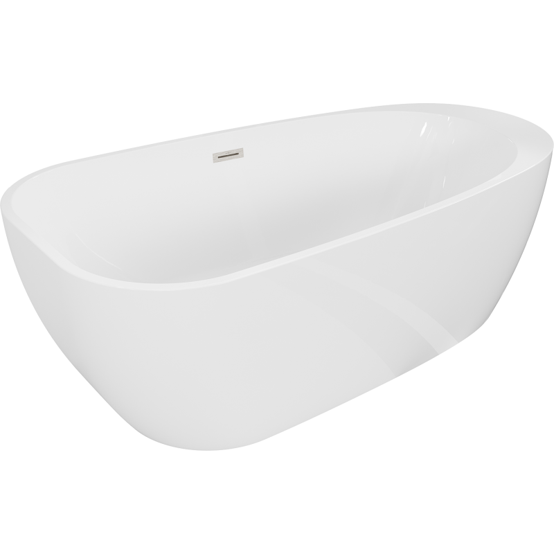 Mexen Giada voľne stojaca vaňa 170 x 90 cm, biela lesk, prepad brúsený nikel - 52741709000-97