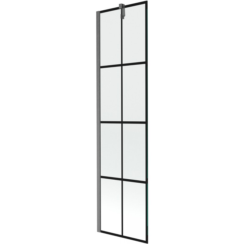 Mexen Next vaňová zástena 1-krídlová 50 x 150 cm, čierna mriežka, brúsená gun gray - 895-050-000-00-77-66