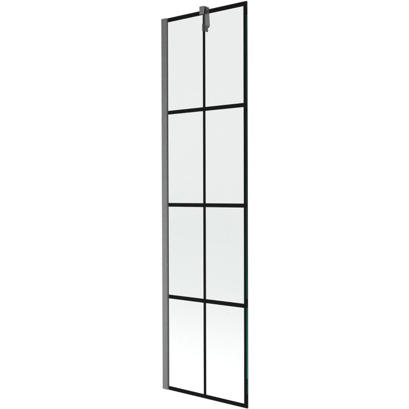 Mexen Next vaňová zástena 1-krídlová 50 x 150 cm, čierna mriežka, gun gray brúsená - 895-050-000-00-77-66