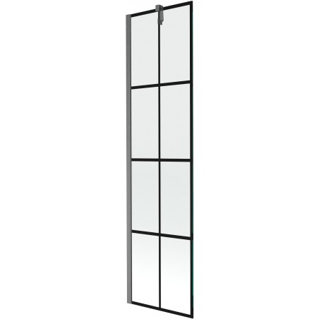 Mexen Next vaňová zástena 1-krídlová 50 x 150 cm, čierna mriežka, brúsená gun gray - 895-050-000-00-77-66