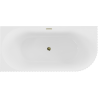 Mexen Gia voľne stojaca rohovo ryhovaná ľavá vaňa 150 x 75 cm, biela lesklá, prepad zlatý - 52701507500L-50