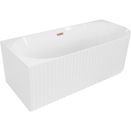 Mexen Gia voľne stojaca rohová ryhovaná ľavá vaňa 150 x 75 cm, biely lesk, prepad brúsená meď - 52701507500L-65