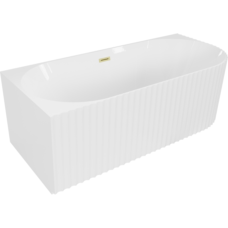 Mexen Gia voľne stojaca rohová vaňa rebrovaná ľavá 170 x 80 cm, biely lesk, prepad zlatý brúsený - 52701708000L-55