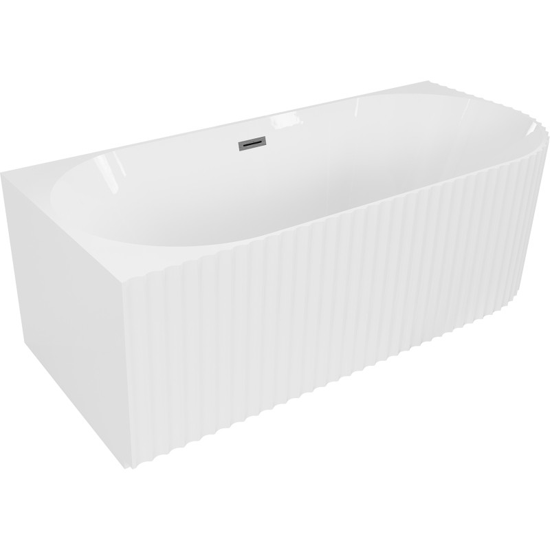 Mexen Gia voľne stojaca rohová ryhovaná vaňa ľavá 170 x 80 cm, biela lesk, prepad gun gray brúsený - 52701708000L-66