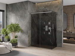 Mexen Omega sprchová kabína, posuvné dvere 160 x 80 cm, grafitová čierna, chrómová - 825-160-080-01-40