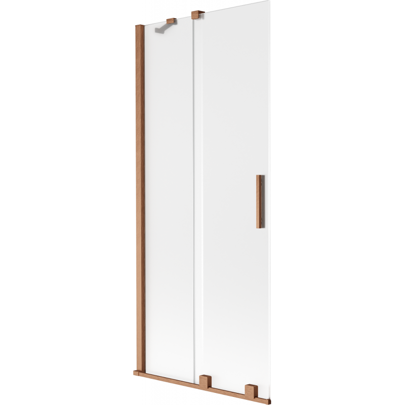 Mexen Velar dvojkrídlový posuvný vaňový záves 80 x 150 cm, mrazené, kartáčovaná meď - 896-080-000-31-65
