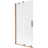 Mexen Velar, 2-krídlová zasúvacia sprchová zástena 95 x 150 cm, matná, kartáčovaná meď - 896-095-000-31-65