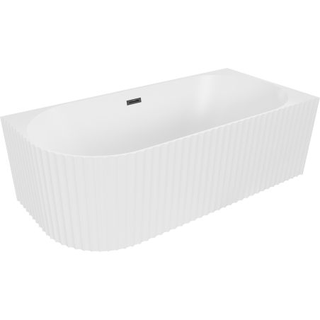 Mexen Gia rohová voľne stojaca ryhovaná vaňa pravá 170 x 80 cm, biela mat, prepad čierny - 52701708001P-70