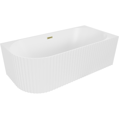 Mexen Gia voľne stojaca rohová ryhovaná pravá 150 x 75 cm, biela mat, prepad zlatý - 52701507501P-50