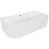 Mexen Gia voľne stojaca rohová rebrovaná pravá vaňa 150 x 75 cm, biela matná, prepadová meď kief - 52701507501P-65