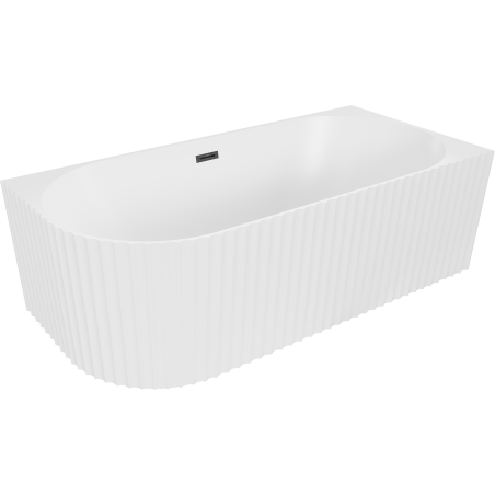 Mexen Gia voľne stojaca rohová ryhovaná pravá 150 x 75 cm, biela mat, prepad čierny - 52701507501P-70