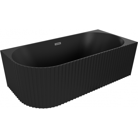 Mexen Gia voľne stojaca rohová ryhovaná pravá 150 x 75 cm, čierna mat, prepad gun metal - 52701507571P-95