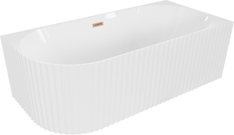 Mexen Gia voľne stojaca rohová vaňa s ryhovaním pravá 170 x 80 cm, biely lesk, prepad kartáčovaná meď - 52701708000P-65