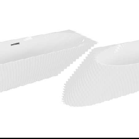 Mexen Gia voľne stojaca rohová vaňa s ryhovaním pravá 170 x 80 cm, biely lesk, preliv gun gray kartáčovaný