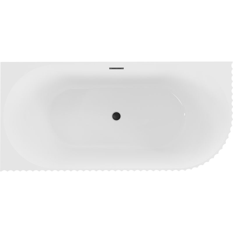 Mexen Gia voľne stojaca rohová ryhovaná pravá 170 x 80 cm, biela lesklá, prepad čierny - 52701708000P-70