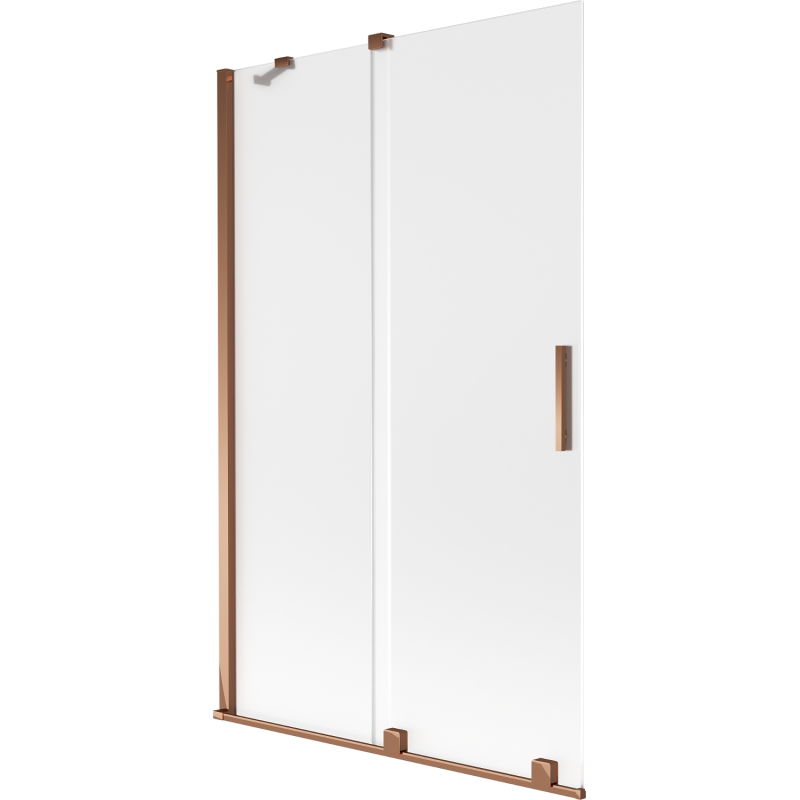 Mexen Velar dvojkrídlová vaňová zábrana posuvná 110 x 150 cm, matné sklo, ružové zlato - 896-110-000-31-60