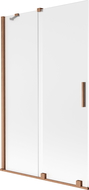 Mexen Velar paraván na vaňu 2-krídlový posuvný 110 x 150 cm, námraza, kartáčovaná meď - 896-110-000-31-65