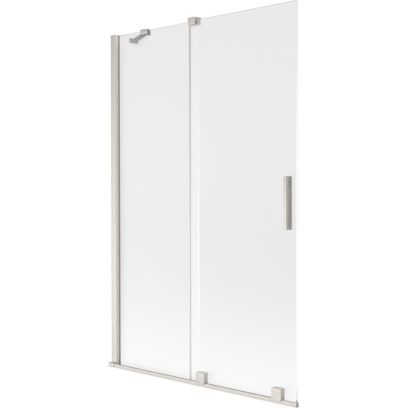 Mexen Velar dvojdielna vaňová zástenka, posuvná 110 x 150 cm, matné sklo, brúsený nikel - 896-110-000-31-97