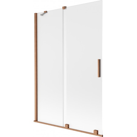 Mexen Velar dvojkrídlová posuvná vaňová zástena 120 x 150 cm, matné sklo, kartáčovaná meď - 896-120-000-31-65