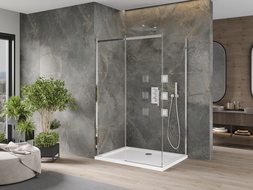 Mexen Omega posuvná sprchová kabína 100 x 80 cm, transparentná, chróm + vanička Flat - 825-100-080-01-00-4010