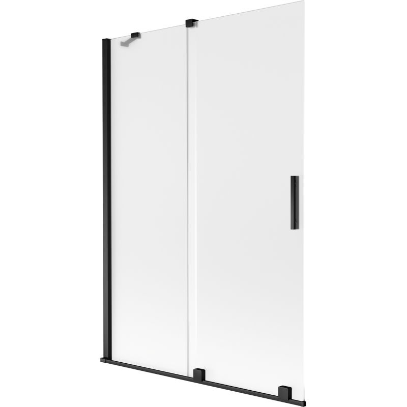 Mexen Velar dvojkrídlová zasúvacia vaničková clona 120 x 150 cm, mráz, čierna - 896-120-000-31-70
