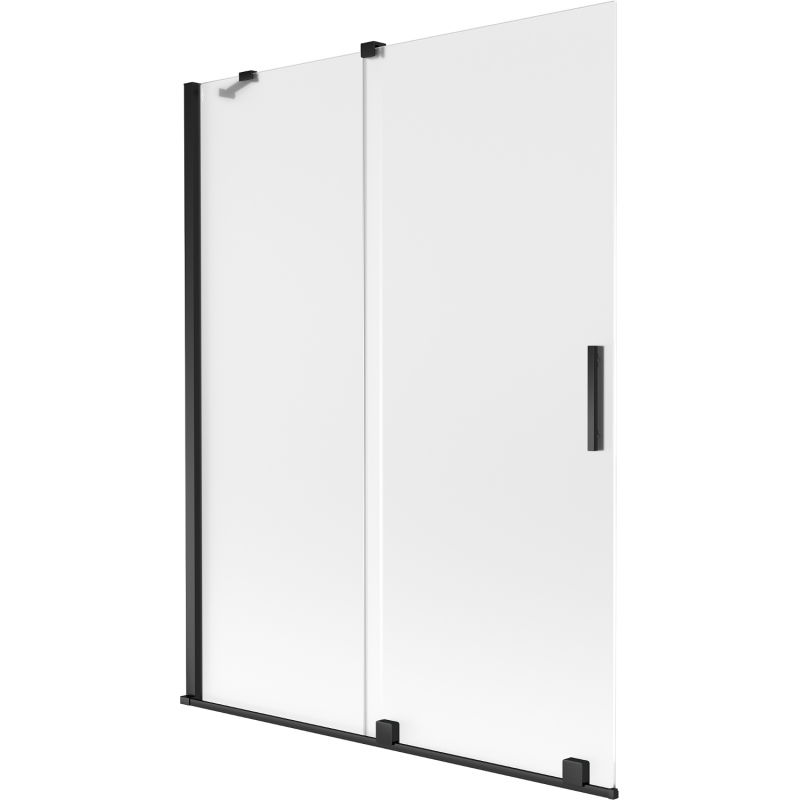 Mexen Velar dvojkrídlový posuvný vaňový paraván 130 x 150 cm, mrazený, čierny - 896-130-000-31-70