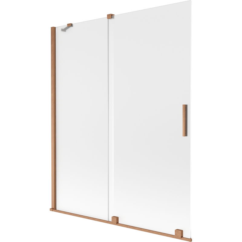 Mexen Velar dvojkrídlový zasúvací vaňový paraván 140 x 150 cm, námraza, brúsená meď - 896-140-000-31-65