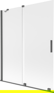 Mexen Velar vaňová zástena 2-krídlová posuvná 140 x 150 cm, mrazené, kartáčovaná gun gray - 896-140-000-31-66