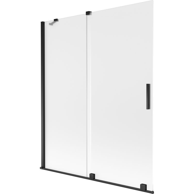 Mexen Velar dvojkrídlová posuvná vaňová zástena 140 x 150 cm, mrazené sklo, čierna - 896-140-000-31-70