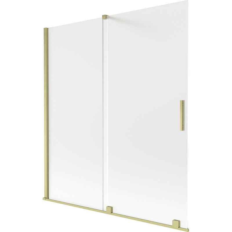 Mexen Velar paraván na vaňu 2-dielny posuvný 150 x 150 cm, mliečny, zlatý brúsený - 896-150-000-31-55