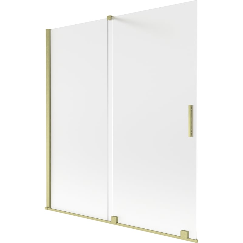 Mexen Velar vaňová zástena 2-dielna zasúvacia 150 x 150 cm, mráz, zlatý kartáčovaný - 896-150-000-31-55