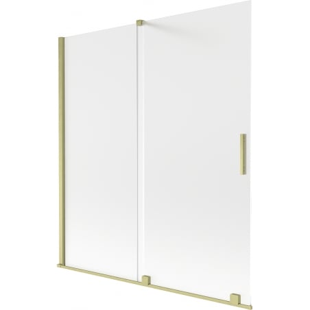 Mexen Velar vaňová zástena 2-dielna zasúvacia 150 x 150 cm, mráz, zlatý kartáčovaný - 896-150-000-31-55