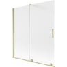 Mexen Velar vaňová zástena 2-dielna zasúvacia 150 x 150 cm, mráz, zlatý kartáčovaný - 896-150-000-31-55