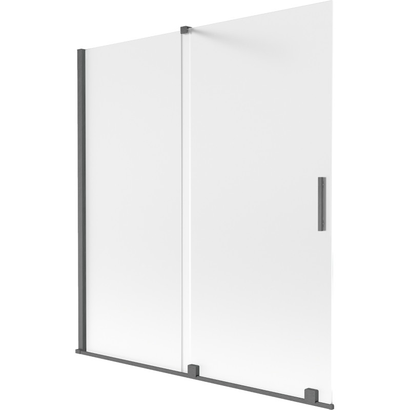 Mexen Velar 2-krídlový zasúvací vaňový paraván 150 x 150 cm, námraza, brúsená gun gray - 896-150-000-31-66