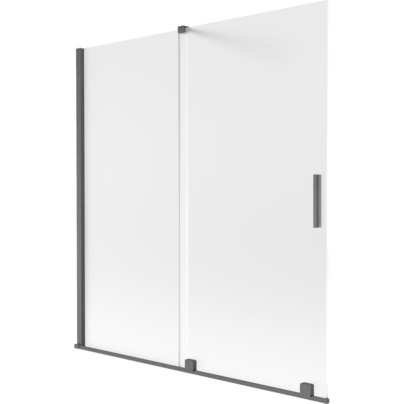 Mexen Velar vaňová zástena dvojkrídlová posuvná 150 x 150 cm, mrazené sklo, kartáčovaná gun gray - 896-150-000-31-66