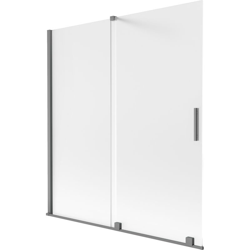 Mexen Velar vaňa sprchový panel 2-krídlový zasúvateľný 150 x 150 cm, mráz, zbraňový kov - 896-150-000-31-95