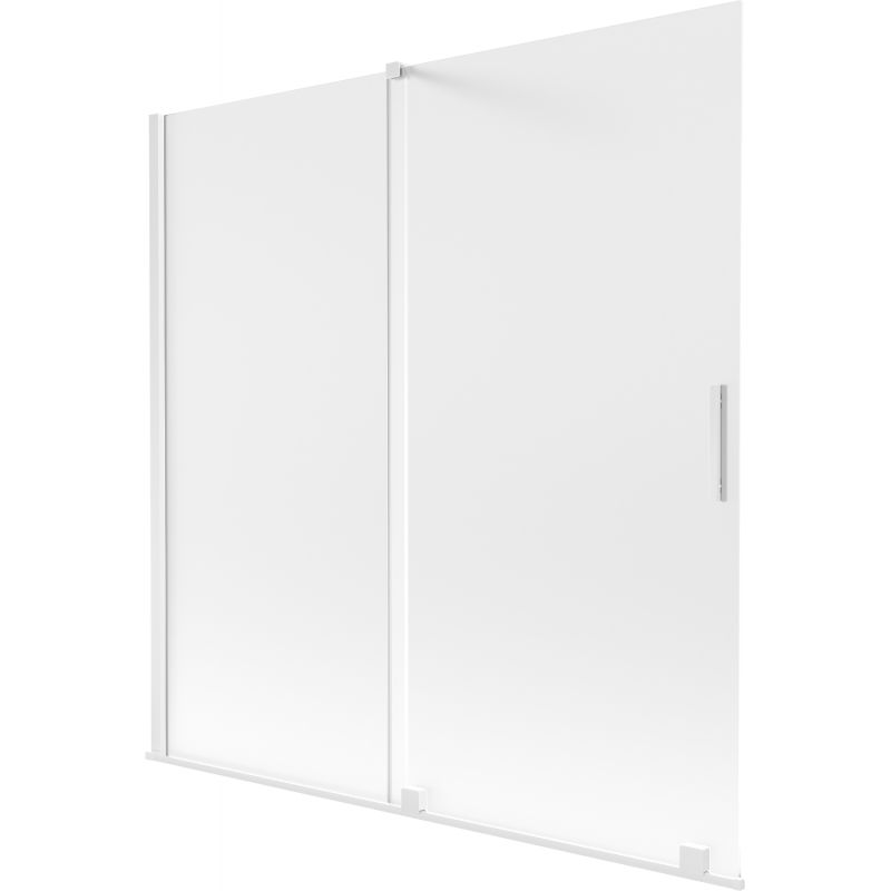 Mexen Velar vaňová zástenka 2-krídlová posuvná 160 x 150 cm, mliečne sklo, biela - 896-160-000-31-20